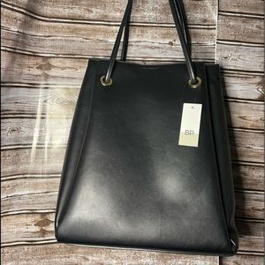 BP. accordion style faux leather tote bag black